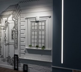 Гипсовые встроенные стеновые светильники в шоу-руме ARATTA